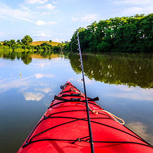 fishing in a kayak